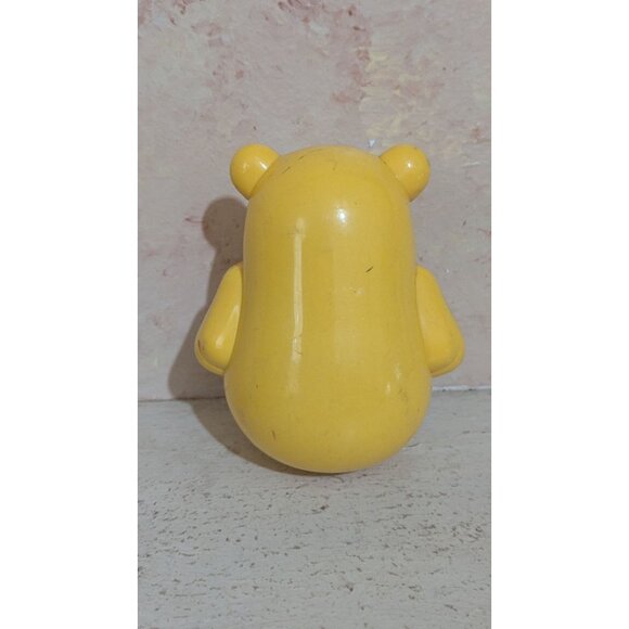 Vintage Yellow Bear Roly-Poly Musical Toy With Red Bow Tie retro - Picture 4 of 8